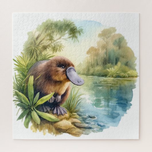 Platypus at the River REF75 - Watercolor Legpuzzel (Verticaal)