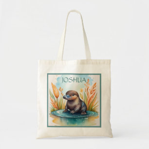 Platypus baby australische dier waterverf school tote bag