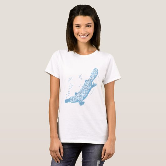 Platypus blauw tint gestileerd t-shirt (Voorkant volledig)