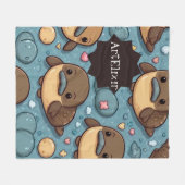 Platypus bruin print fleece deken (Voorkant (Horizontaal))