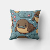 Platypus bruin print kussen (Achterkant)