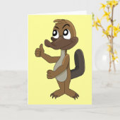Platypus cartoon wenskaart kaart (Gele Bloem)