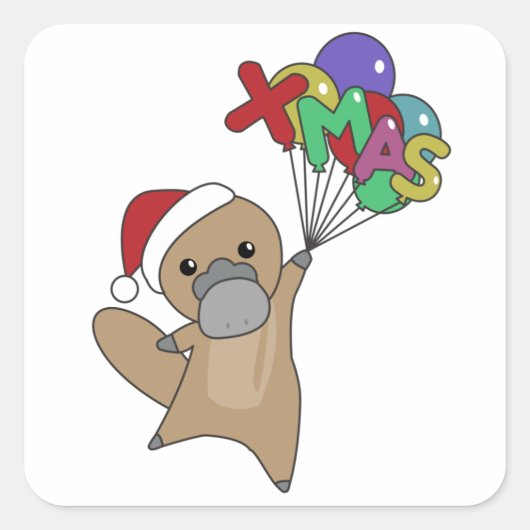 Platypus Christmas Platypus Cute Animals Vierkante Sticker (Voorkant)