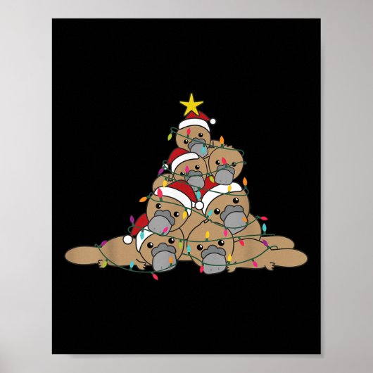 Platypus Christmas Tree Funny Christmas Animals Poster (Voorkant)