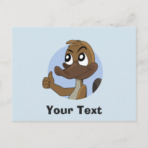 Platypus die cartoon briefkaart met duimen opzwelt