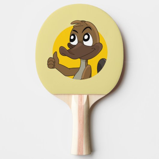 Platypus die een duim op cartoon geeft pingpongped tafeltennisbatje (Voorkant)
