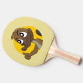 Platypus die een duim op cartoon geeft pingpongped tafeltennisbatje (Zijkant)