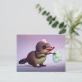 Platypus en katoenen snoep, Postcrossing Briefkaart (Staand voorkant)