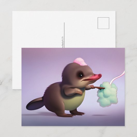 Platypus en katoenen snoep, Postcrossing Briefkaart (Voorkant / Achterkant)