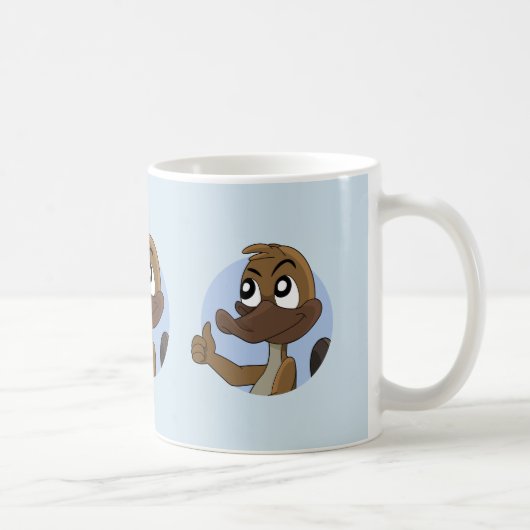 Platypus giving thumbs up cartoon coffee mug koffiemok (Rechts)