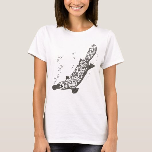 Platypus grijze, kleurige dames t-shirt (Voorkant)