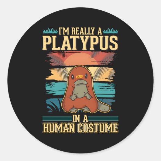Platypus Halloween Ronde Sticker (Voorkant)