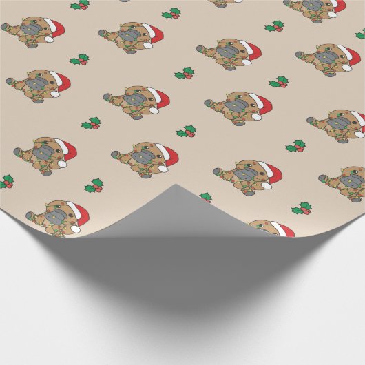 Platypus Kerstmis Winter Dieren Vakantie Platypus Cadeaupapier (Hoek)