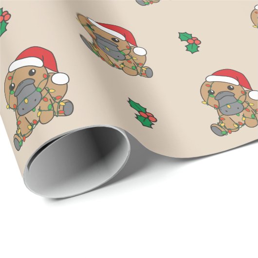Platypus Kerstmis Winter Dieren Vakantie Platypus Cadeaupapier (Rol Hoek)