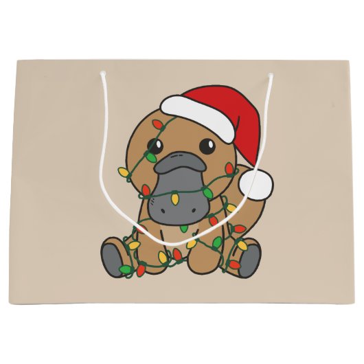 Platypus Kerstmis Winter Dieren Vakantie Platypus Groot Cadeauzakje (Voorkant)