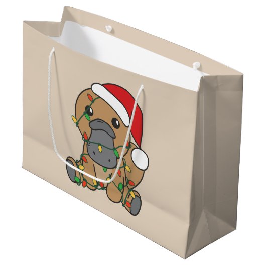Platypus Kerstmis Winter Dieren Vakantie Platypus Groot Cadeauzakje (Voorkant Gekanteld)