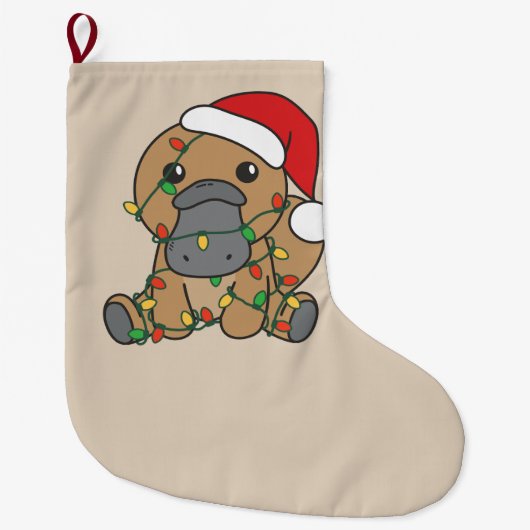 Platypus Kerstmis Winter Dieren Vakantie Platypus Grote Kerstsok (Voorkant)