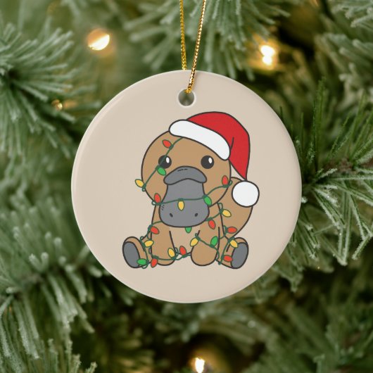 Platypus Kerstmis Winter Dieren Vakantie Platypus Keramisch Ornament (Boom)
