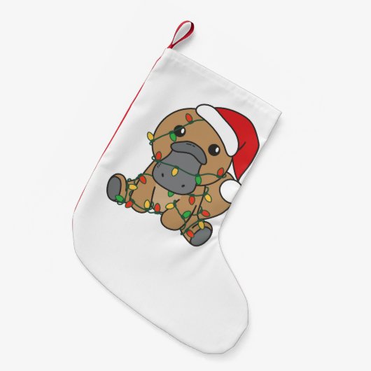 Platypus Kerstmis Winter Dieren Vakantie Platypus Kleine Kerstsok (Voorkant (Hangend))