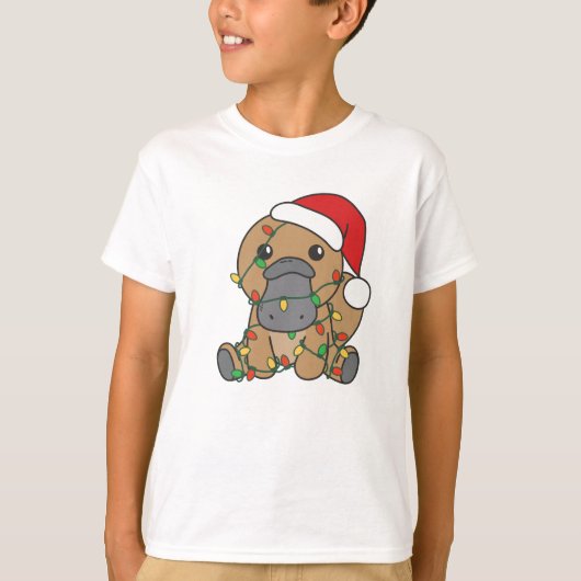 Platypus Kerstmis Winter Dieren Vakantie Platypus T-shirt (Voorkant)