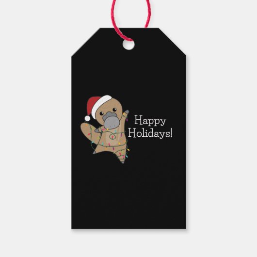 platypus kerststaarten zoete dieren cadeaulabel (Voorkant)