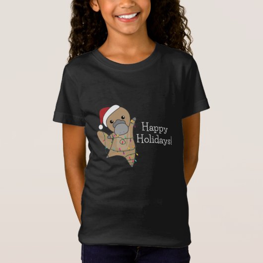 platypus kerststaarten zoete dieren t-shirt (Voorkant)
