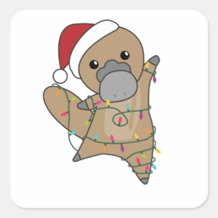 platypus kerststaarten zoete dieren vierkante sticker