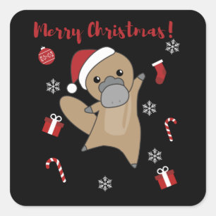 platypus kerststaarten zoete dieren vierkante sticker