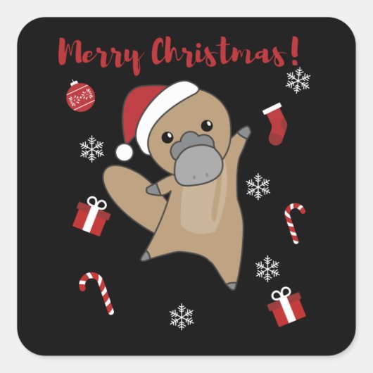 platypus kerststaarten zoete dieren vierkante sticker (Voorkant)
