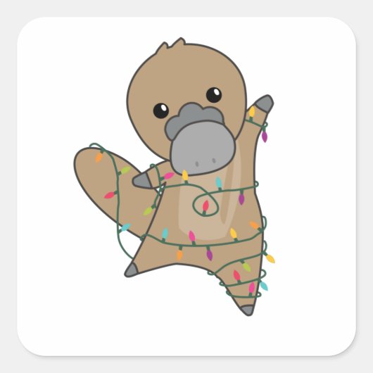 platypus kerststaarten zoete dieren vierkante sticker (Voorkant)