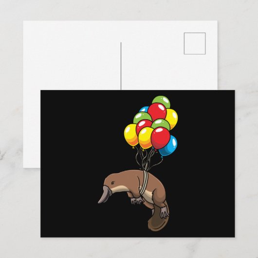 Platypus met ballon briefkaart (Voorkant / Achterkant)