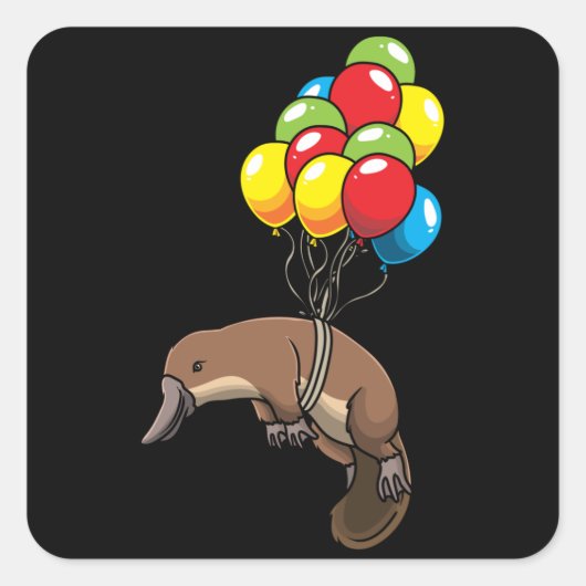 Platypus met ballon vierkante sticker (Voorkant)