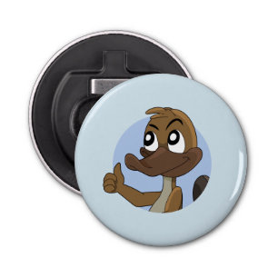 Platypus met duim omhoog cartoon flesopening button flesopener