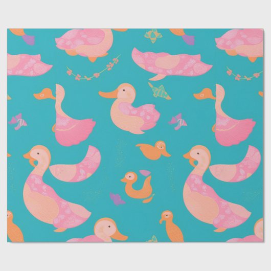 Platypus pastel kleurrijk gepersonaliseerd patroon cadeaupapier (Vlak)