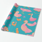 Platypus pastel kleurrijk gepersonaliseerd patroon cadeaupapier (Uitgerold)