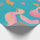 Platypus pastel kleurrijk gepersonaliseerd patroon cadeaupapier (Hoek)