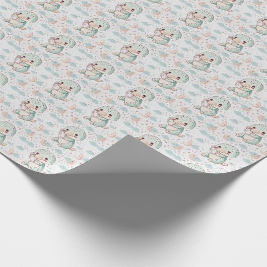 Platypus Schattige Baby pastel Waterverf Cadeaupapier (Hoek)