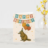 Platypus Verjaardag Kaart - Schattigee Aussie Anim (Gele Bloem)