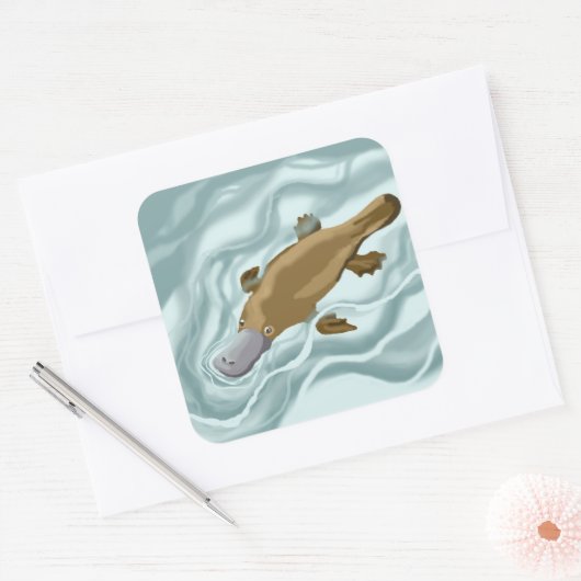 Platypus Vierkante Sticker (Envelop)