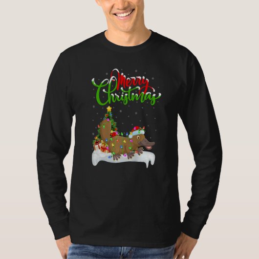Platypus Xmas Decorations Santa Platypus Christma T-shirt (Voorkant)