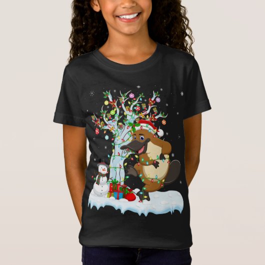 Platypus Xmas Tree Lighting Santa Hat Platypus Chr T-shirt (Voorkant)