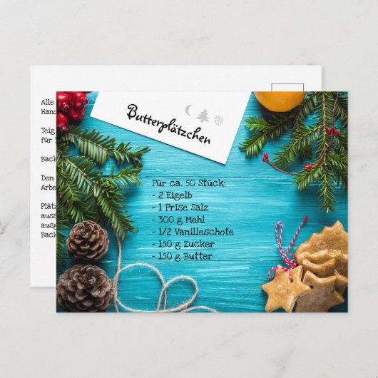 Plätzchenrezept Briefkaart (Voorkant / Achterkant)