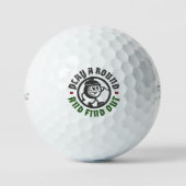 Play A Round And Find Out Funny Quote Character Golfballen (Voorkant)