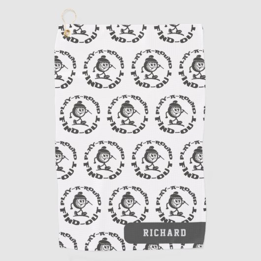 Play A Round Find Out Pattern Custom Name Golfer Golfhanddoek (Voorkant)