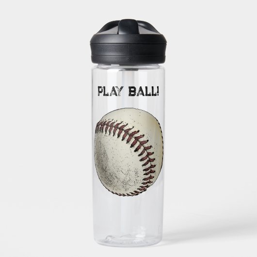 Play Ball Baseball Schets – Batter Up Sporten Waterfles (Voorkant)