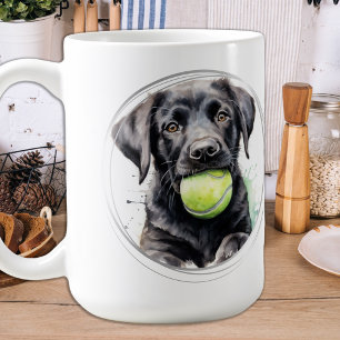 Play Ball - Labrador Puppy - zwart lab Koffiemok