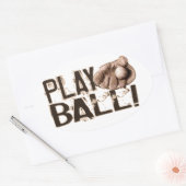 Play Ball Retro Ball Glove Ovale Sticker (Envelop)