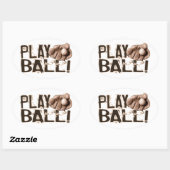 Play Ball Retro Ball Glove Ovale Sticker (Vel)