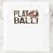 Play Ball Retro Ball Glove Ovale Sticker (Tas)