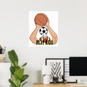 Play Ball Sports Games Cartoon Art Poster (Thuiskantoor)